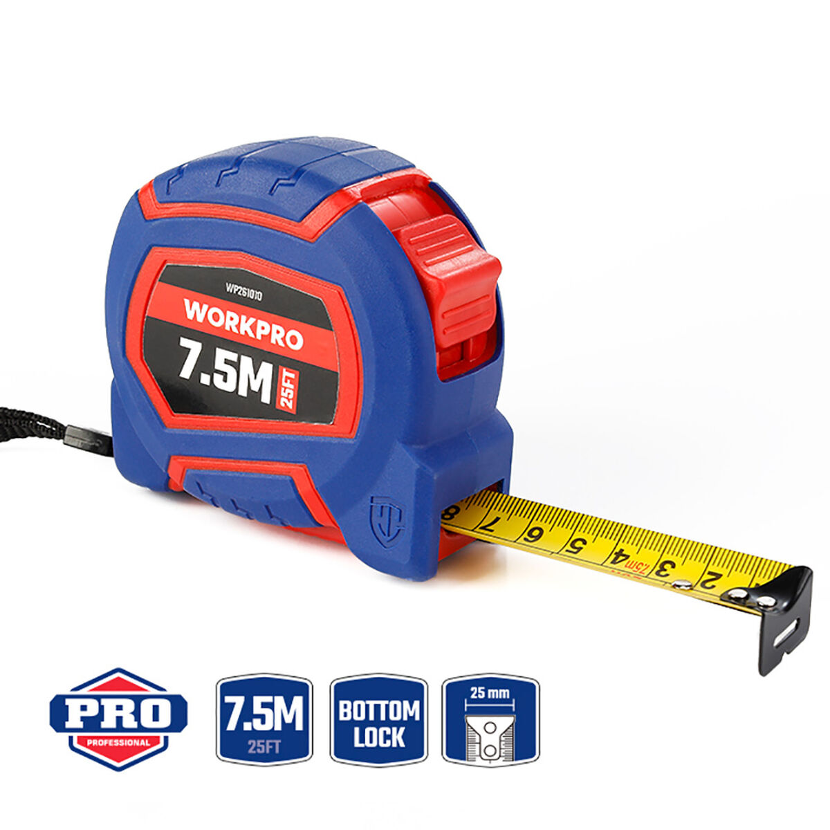 Flexometer Workpro 25 mm 7,5 mm
